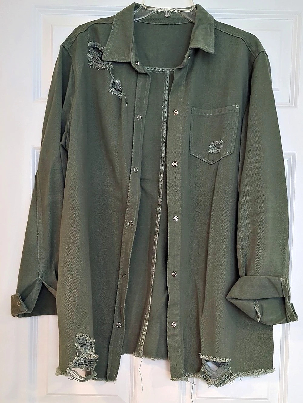 Women's Olive Green Distressed Utility Jacket